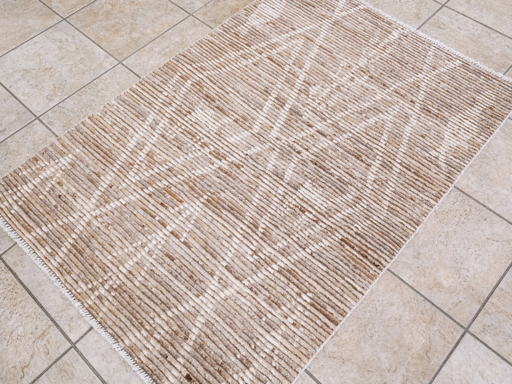 3x5 Ft Brown Moroccan Rug - Hand Knotted Area Rug