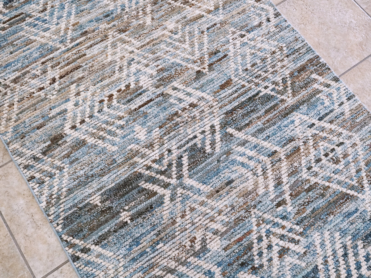 3x5 Ft Blue Moroccan Rug - Hand Knotted Area Rug
