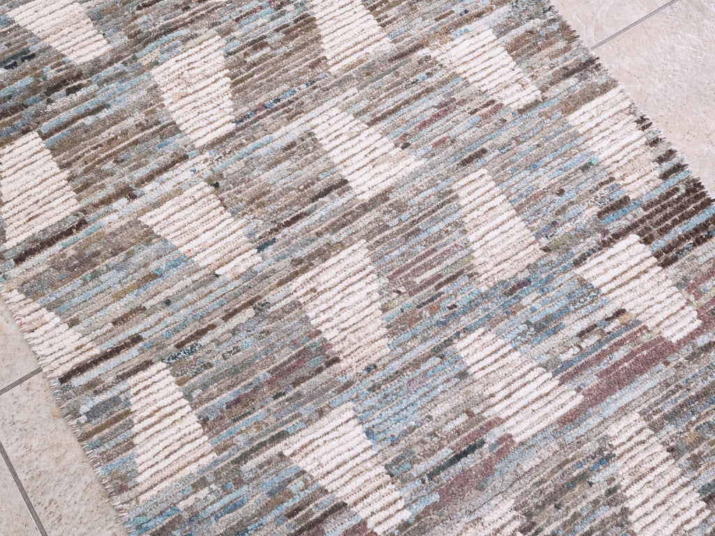 3x4 Ft Blue Moroccan Rug - Hand Knotted Area Rug