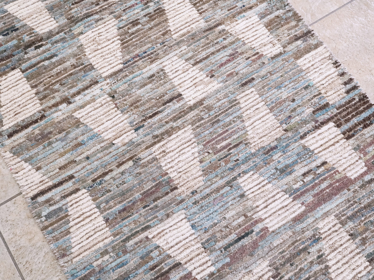 3x4 Ft Blue Moroccan Rug - Hand Knotted Area Rug