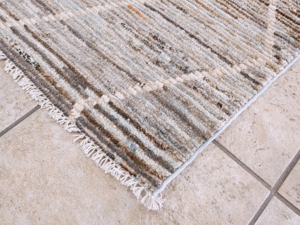 4x6 Ft Blue & Brown Moroccan Rug - Hand Knotted Wool Area Rug