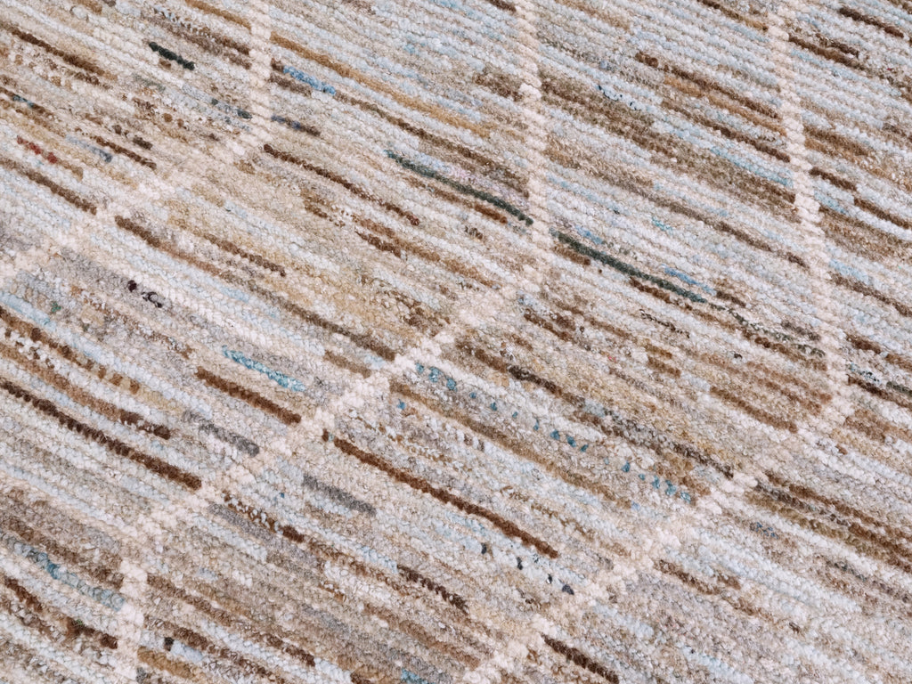 4x6 Ft Blue & Brown Moroccan Rug - Hand Knotted Wool Area Rug