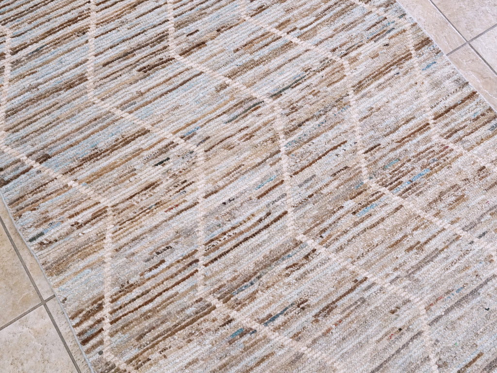 4x6 Ft Blue & Brown Moroccan Rug - Hand Knotted Wool Area Rug