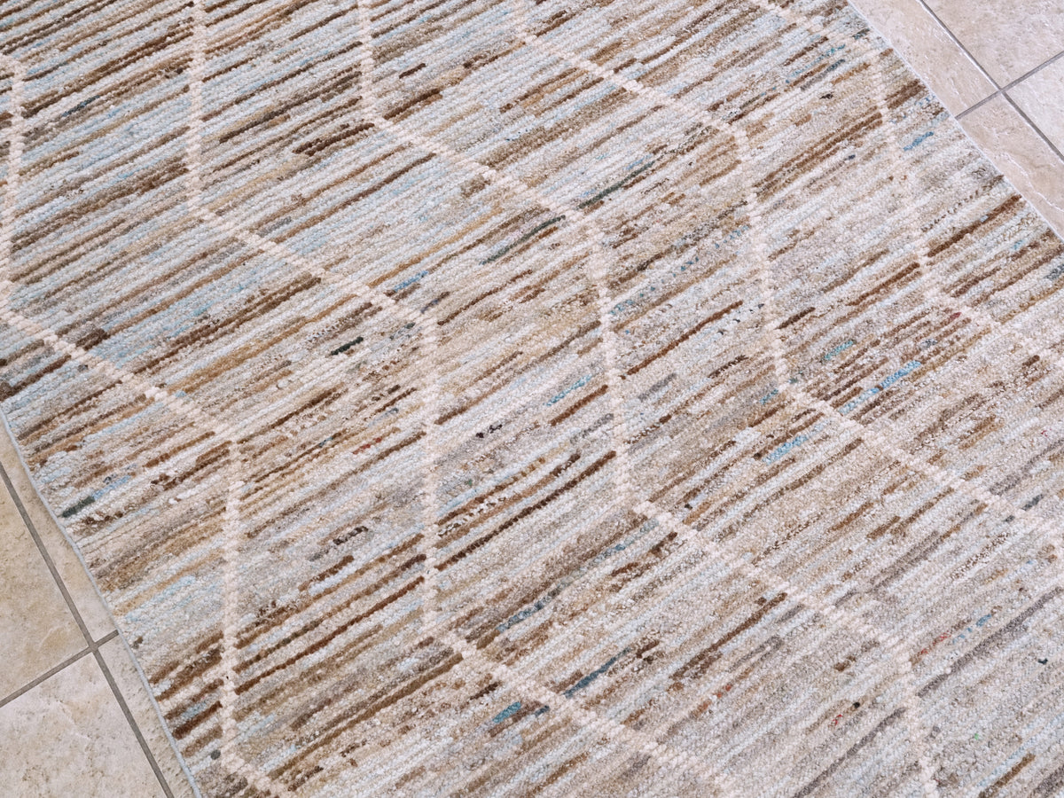 4x6 Ft Blue & Brown Moroccan Rug - Hand Knotted Wool Area Rug