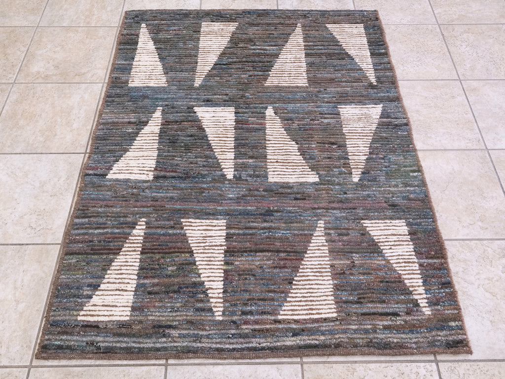 3x5 Ft Blue Moroccan Rug - Hand Knotted Area Rug
