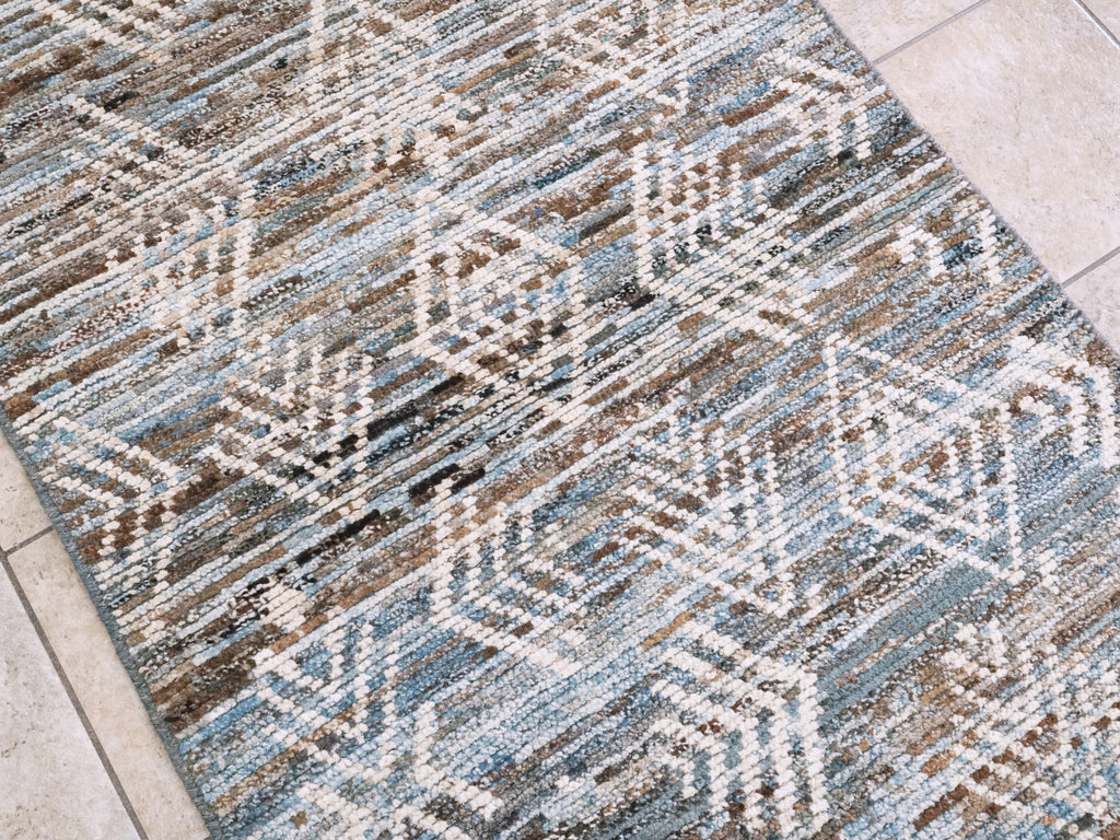 3x5 Ft Blue Moroccan Rug - Hand Knotted Area Rug