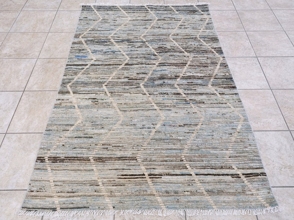 4x6 Ft Blue Moroccan Rug - Hand Knotted Wool Area Rug