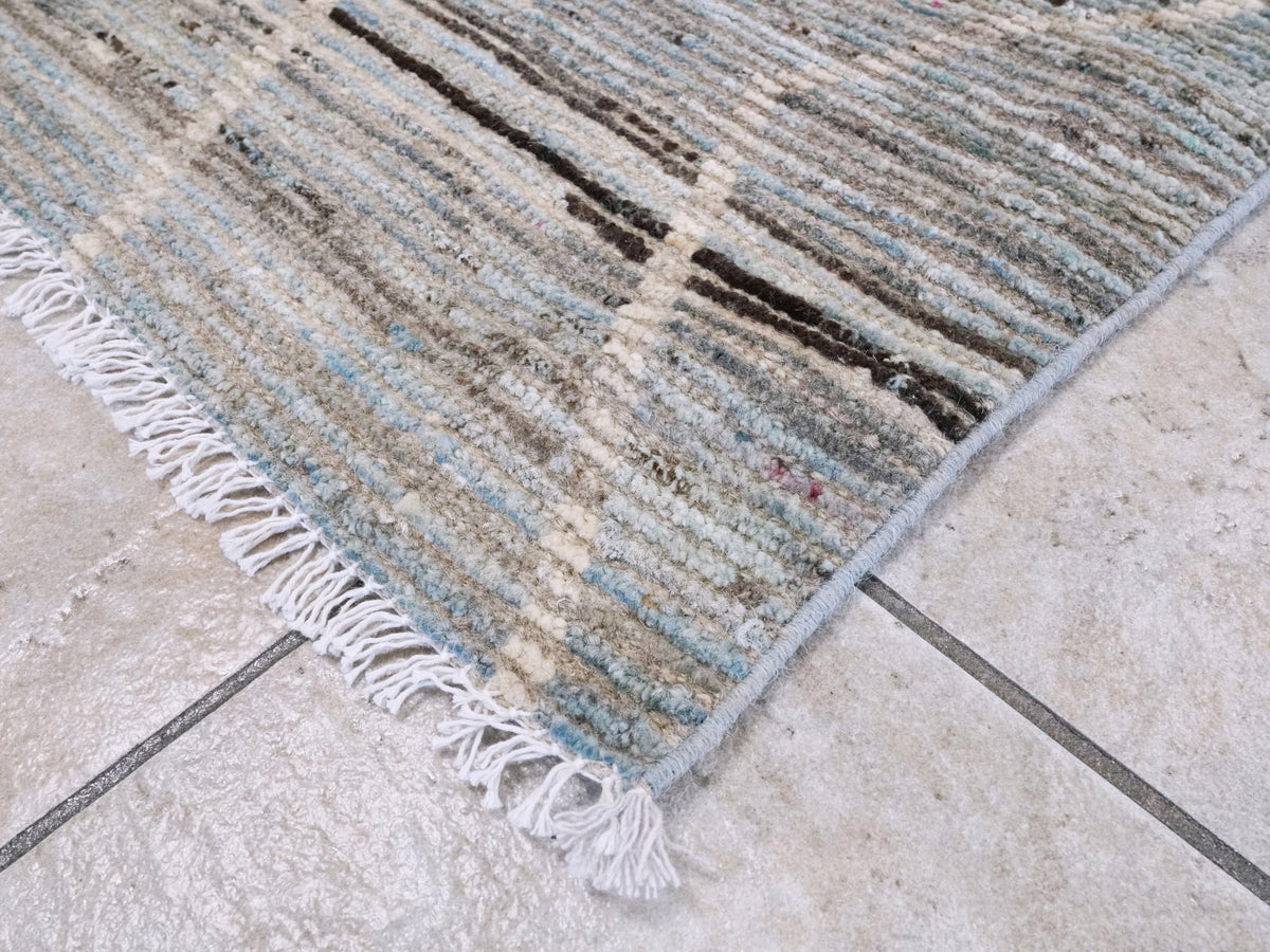 4x6 Ft Blue Moroccan Rug - Hand Knotted Wool Area Rug