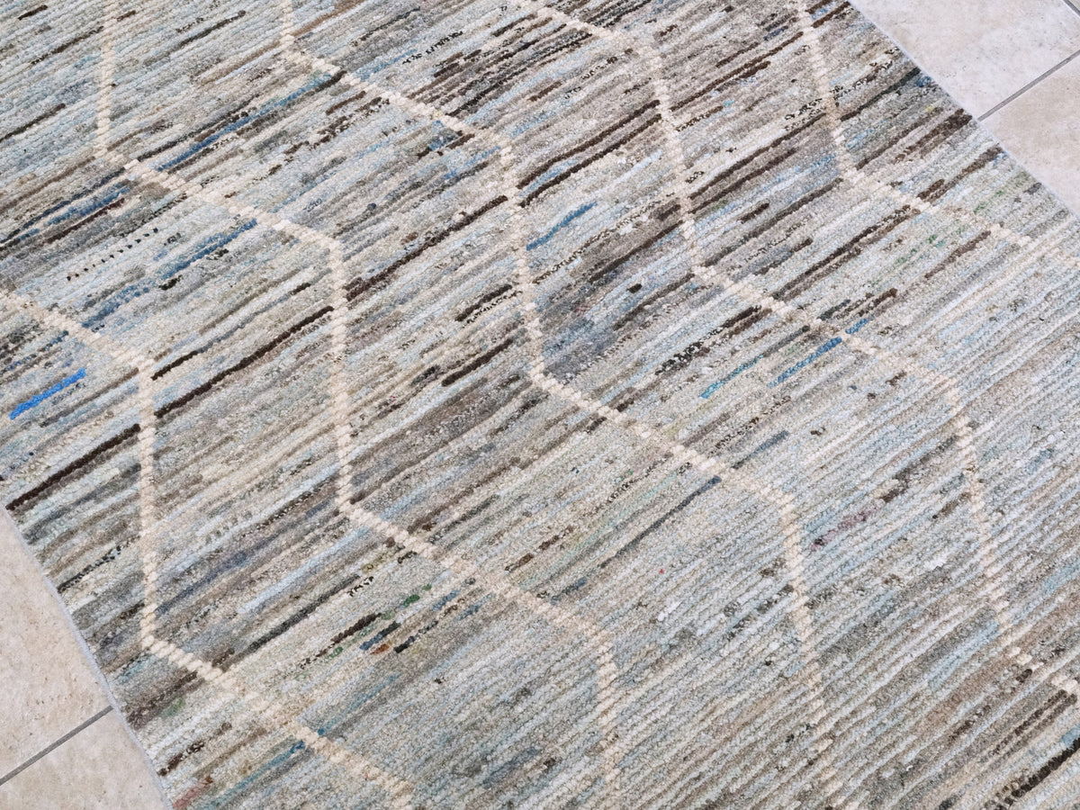 4x6 Ft Blue Moroccan Rug - Hand Knotted Wool Area Rug