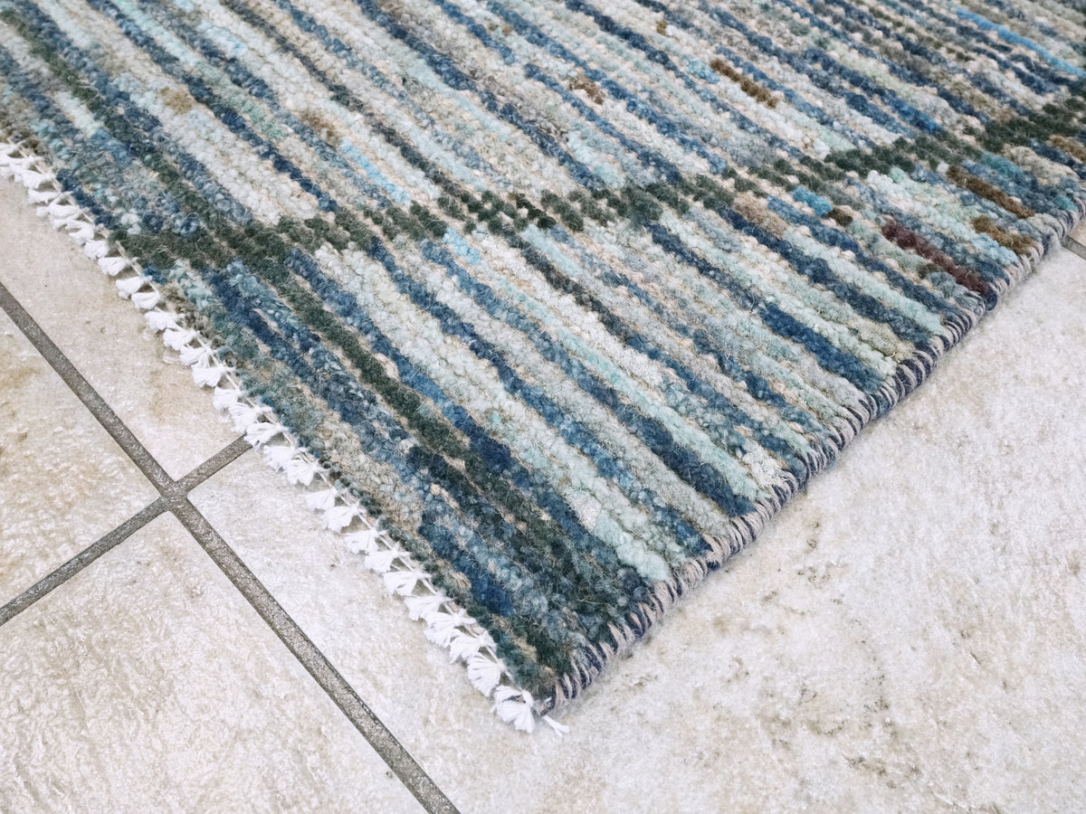 3x5 Ft Blue Moroccan Rug - Hand Knotted Area Rug
