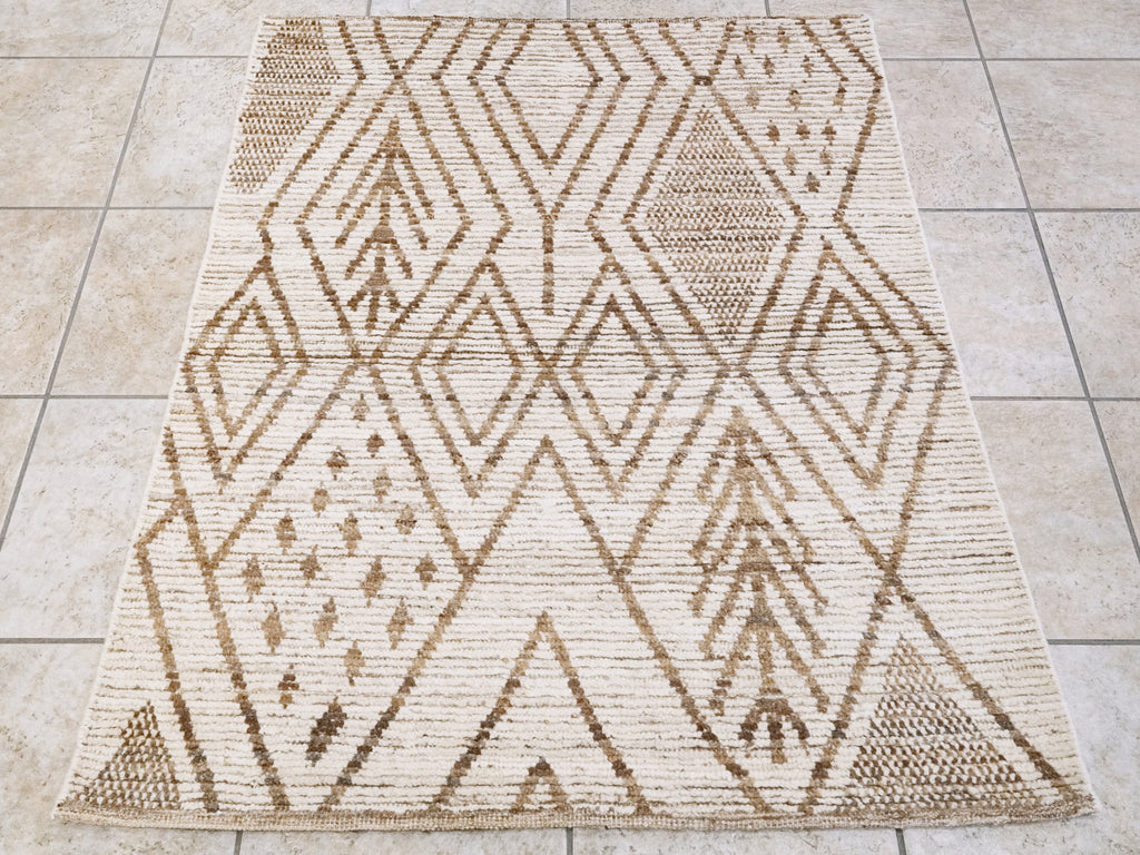 3x4 Ft Beige Moroccan Rug - Hand Knotted Area Rug