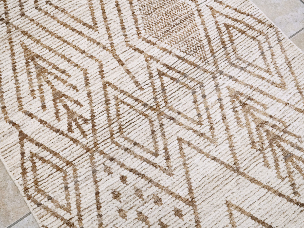 3x4 Ft Beige Moroccan Rug - Hand Knotted Area Rug