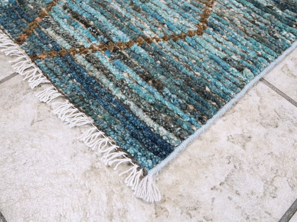 3x5 Ft Blue Moroccan Rug - Hand Knotted Area Rug