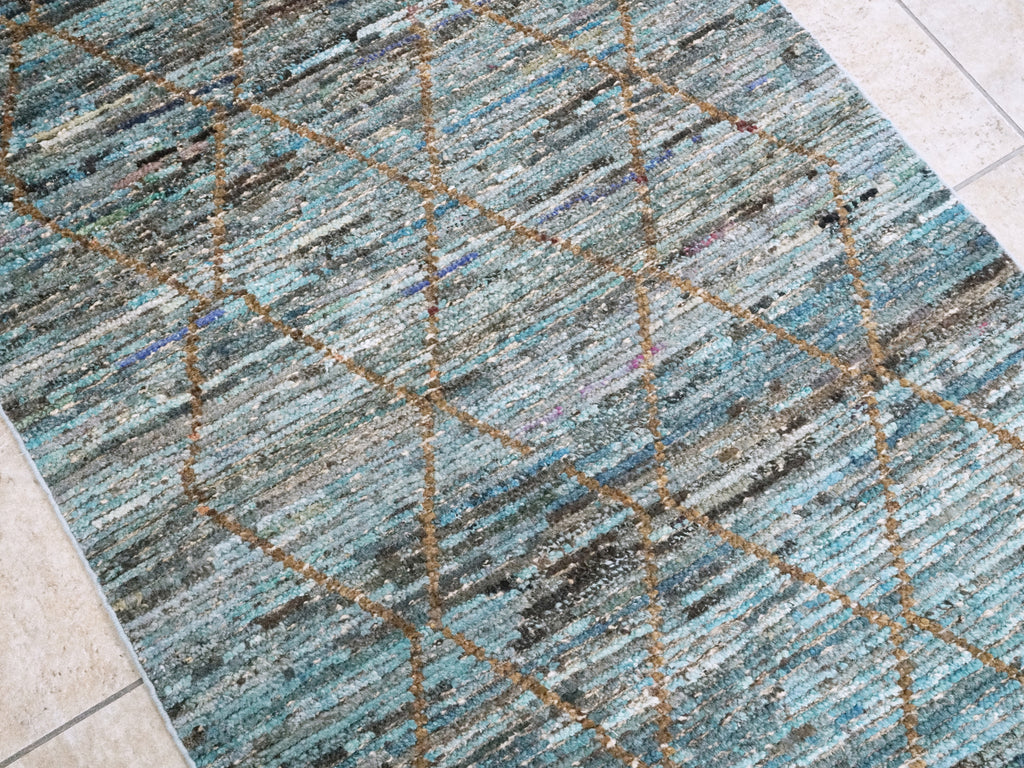 3x5 Ft Blue Moroccan Rug - Hand Knotted Area Rug
