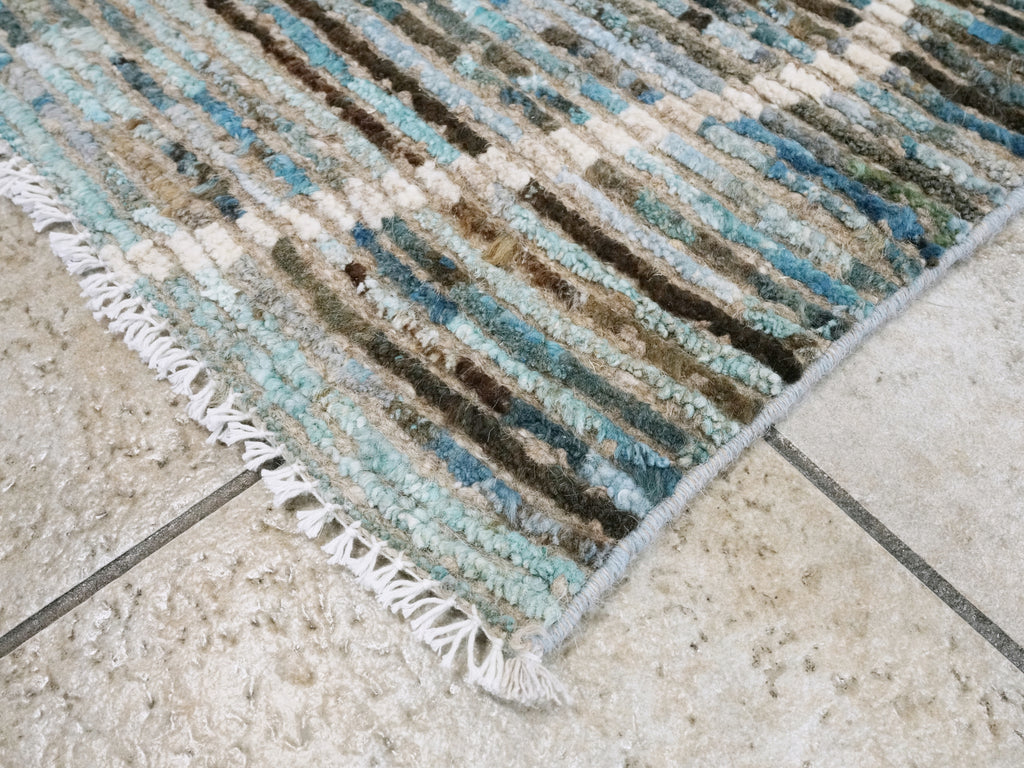 3x5 Ft Blue Moroccan Rug - Hand Knotted Area Rug
