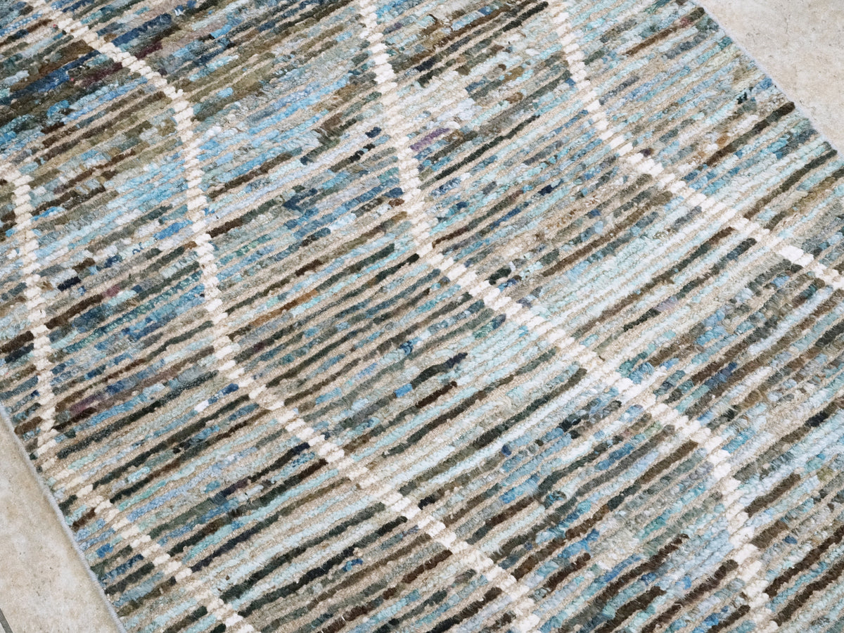 3x5 Ft Blue Moroccan Rug - Hand Knotted Area Rug