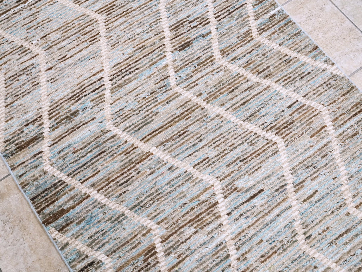 3x5 Ft Blue Moroccan Rug - Hand Knotted Area Rug