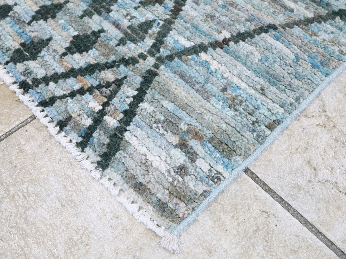 3x5 Ft Blue Moroccan Rug - Hand Knotted Area Rug