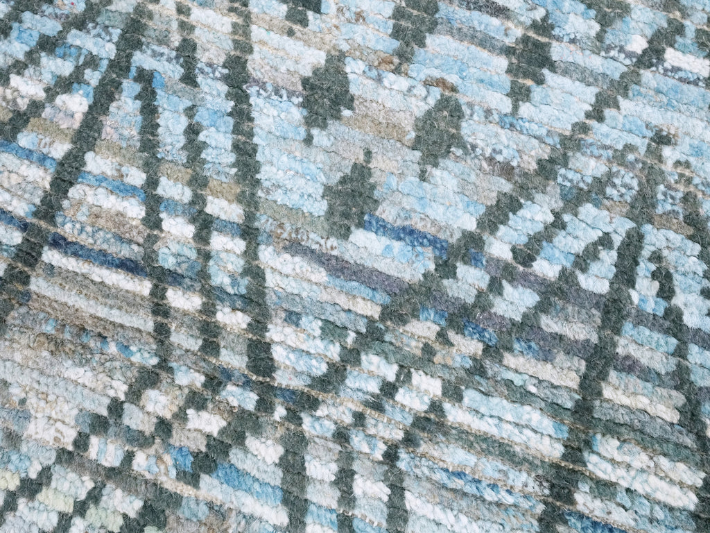 3x5 Ft Blue Moroccan Rug - Hand Knotted Area Rug