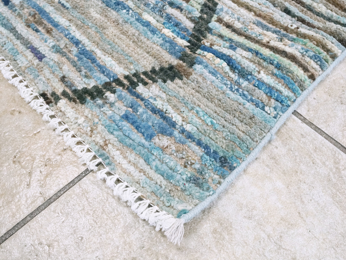 3x5 Ft Blue Moroccan Rug - Hand Knotted Area Rug