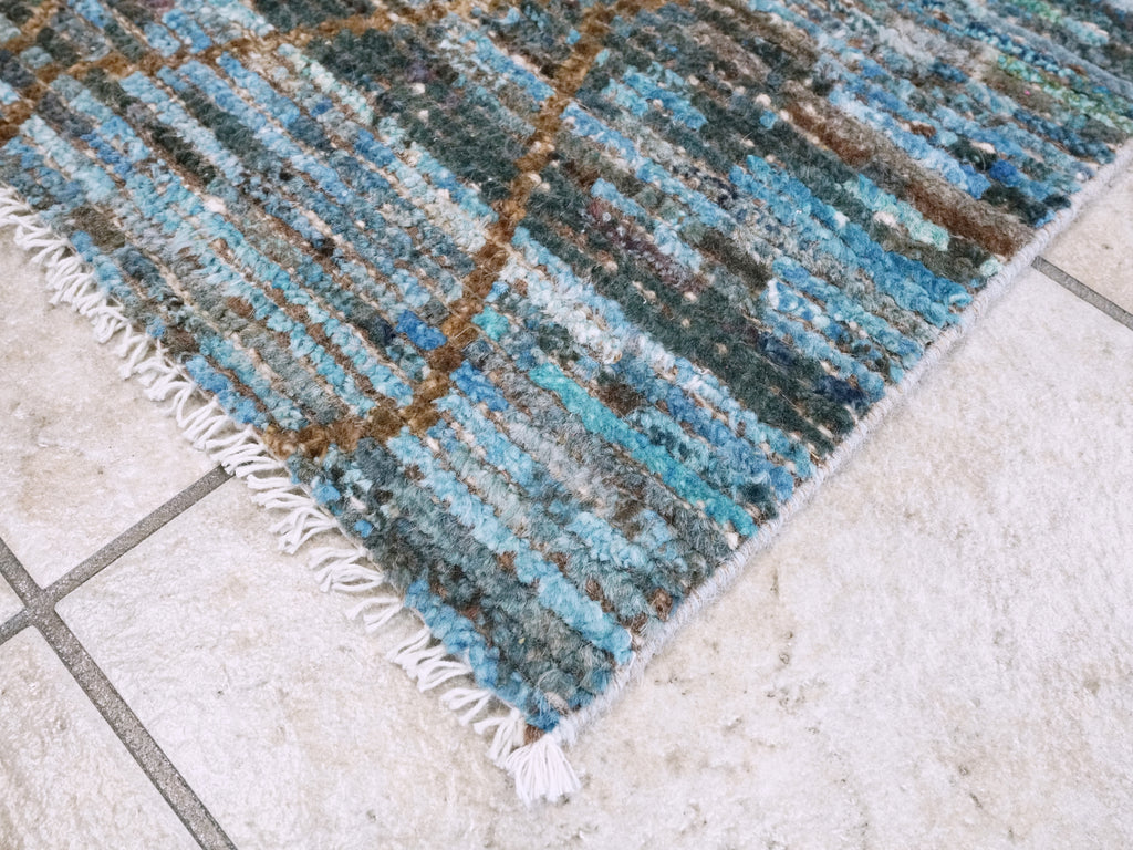 3x5 Ft Blue Moroccan Rug - Hand Knotted Area Rug