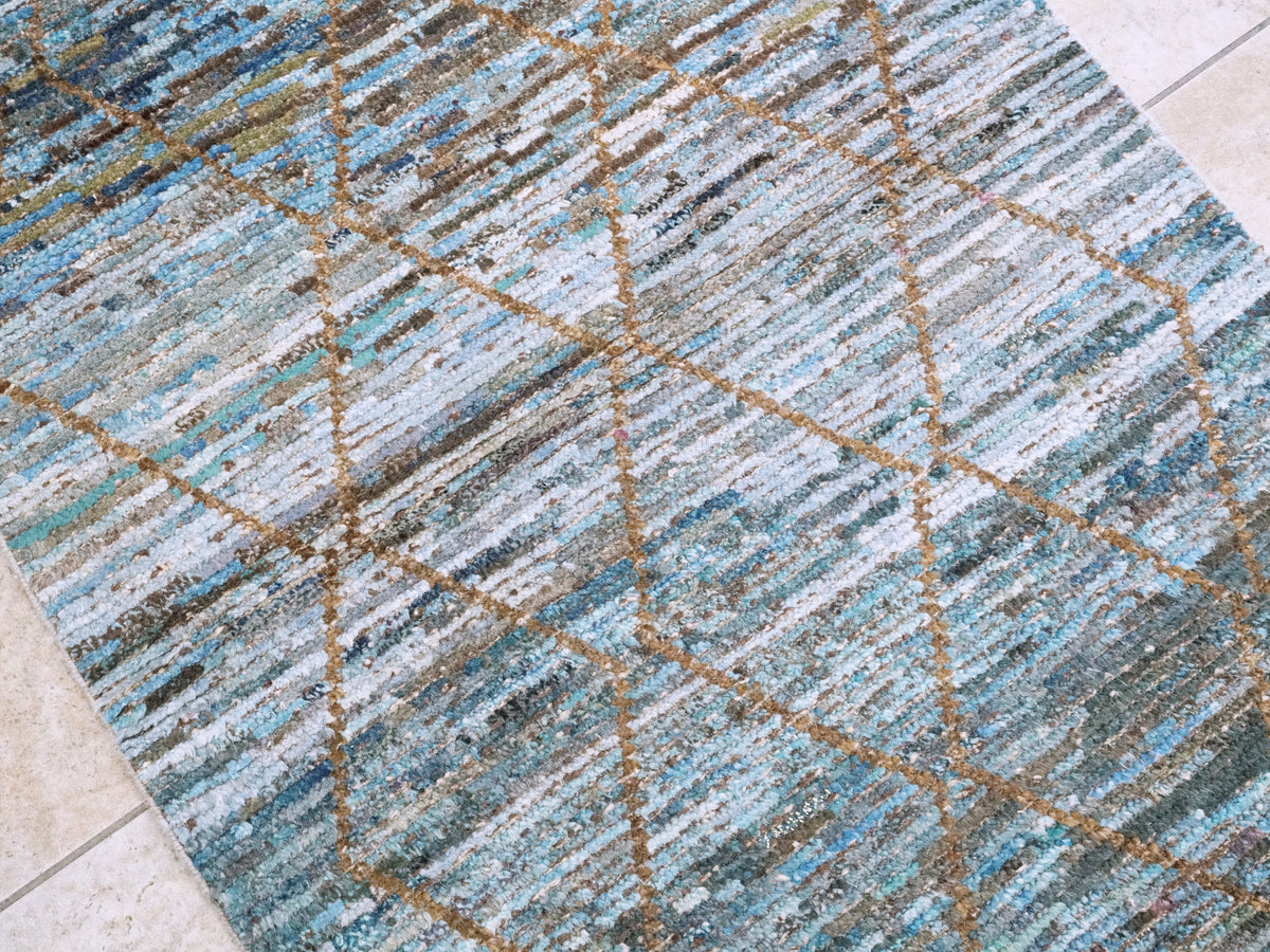 3x5 Ft Blue Moroccan Rug - Hand Knotted Area Rug