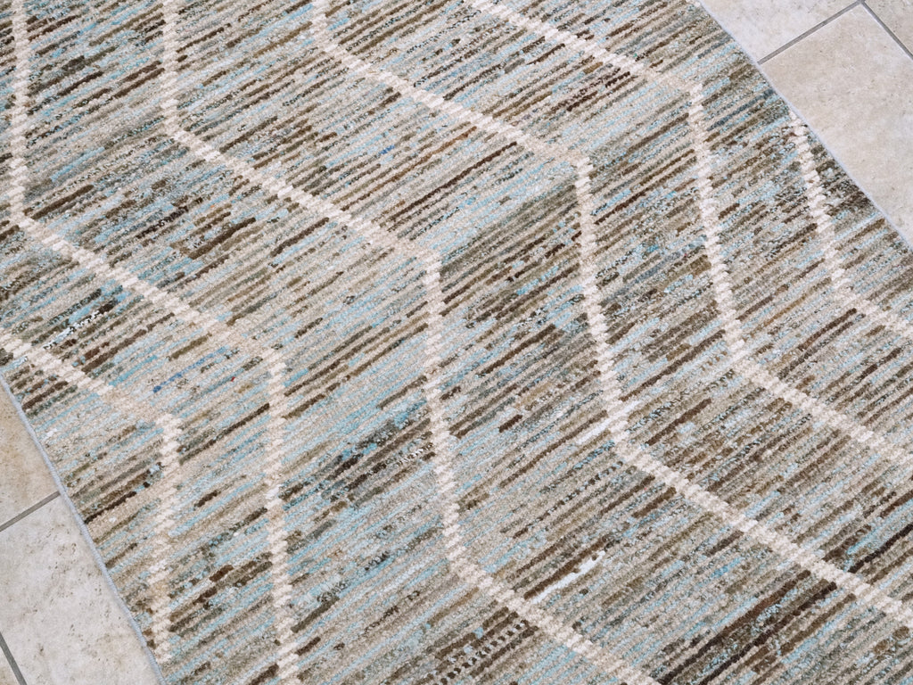 3x5 Ft Blue Moroccan Rug - Hand Knotted Area Rug