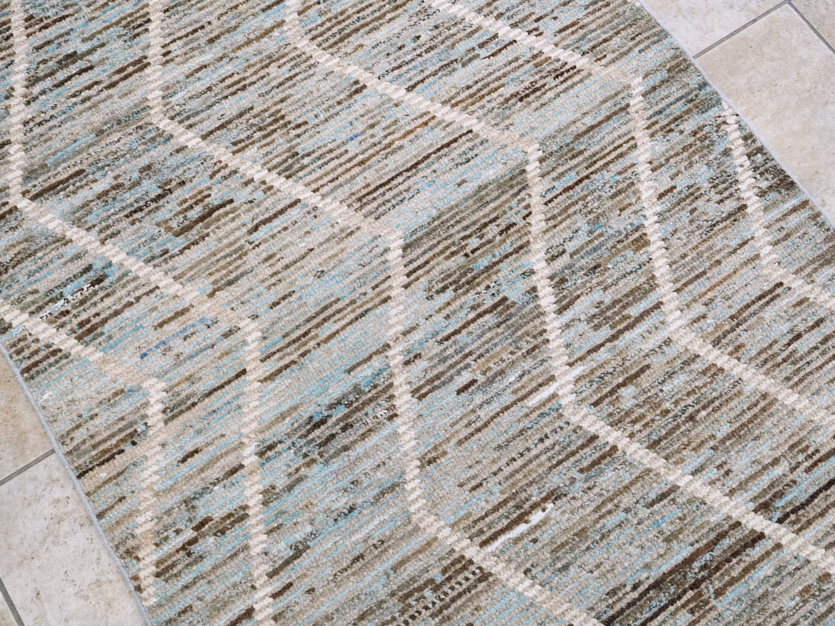 3x5 Ft Blue Moroccan Rug - Hand Knotted Area Rug