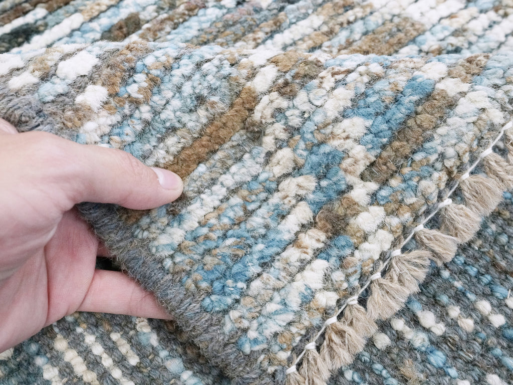 3x5 Ft Blue & Beige Moroccan Rug - Hand Knotted Area Rug