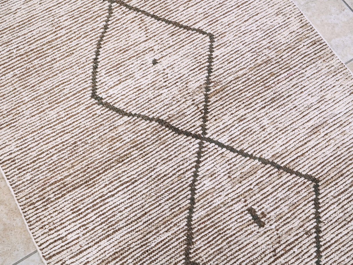3x4 Ft Beige Moroccan Rug - Hand Knotted Area Rug