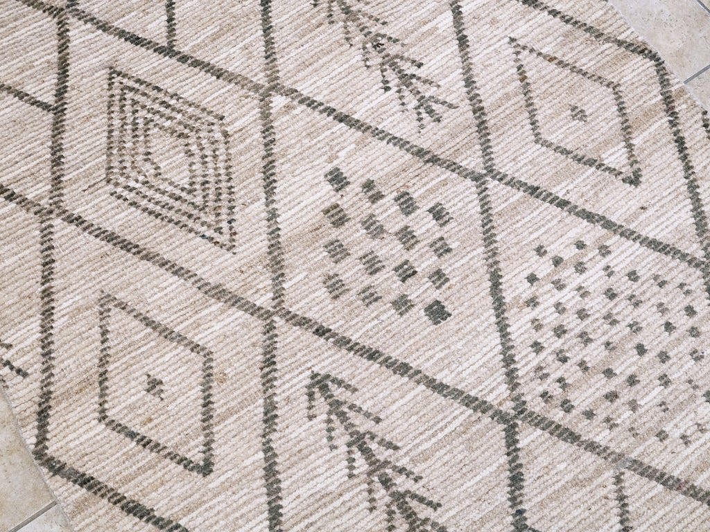 4x5 Ft Beige Moroccan Rug - Hand Knotted Wool Area Rug