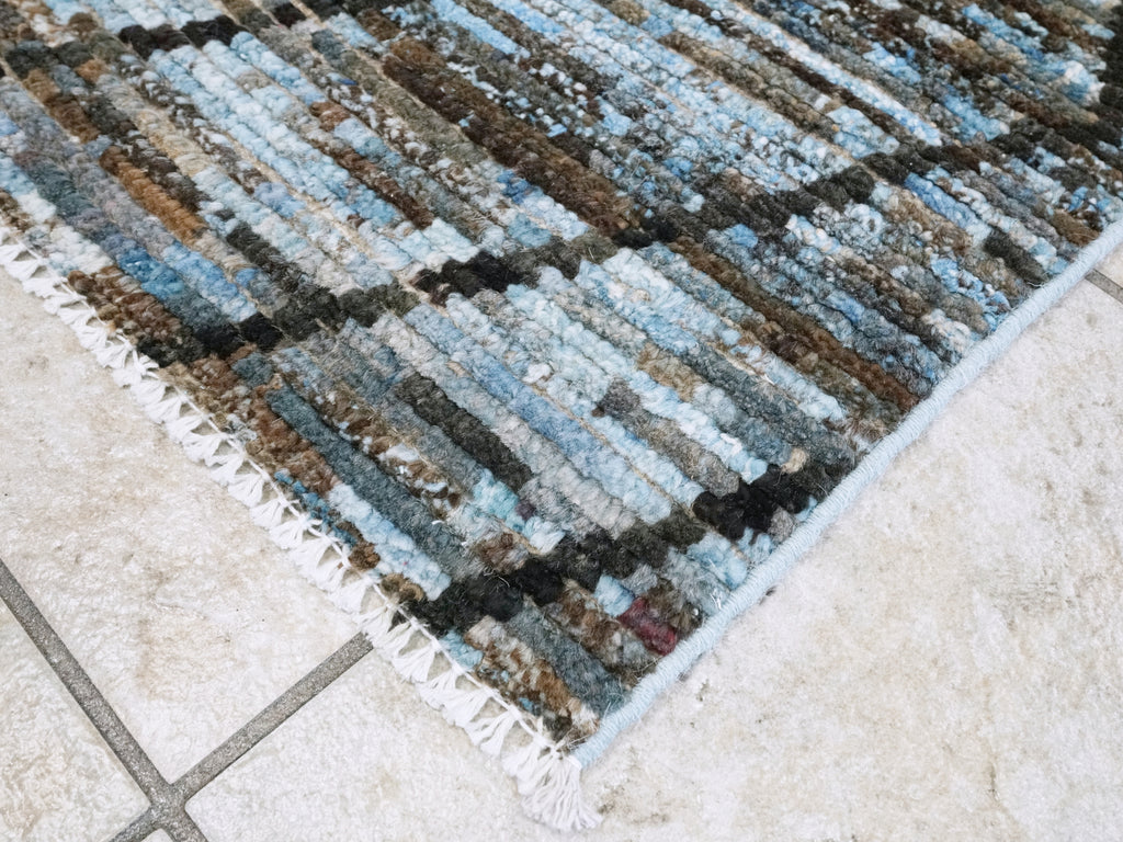 3x5 Ft Blue Moroccan Rug - Hand Knotted Area Rug