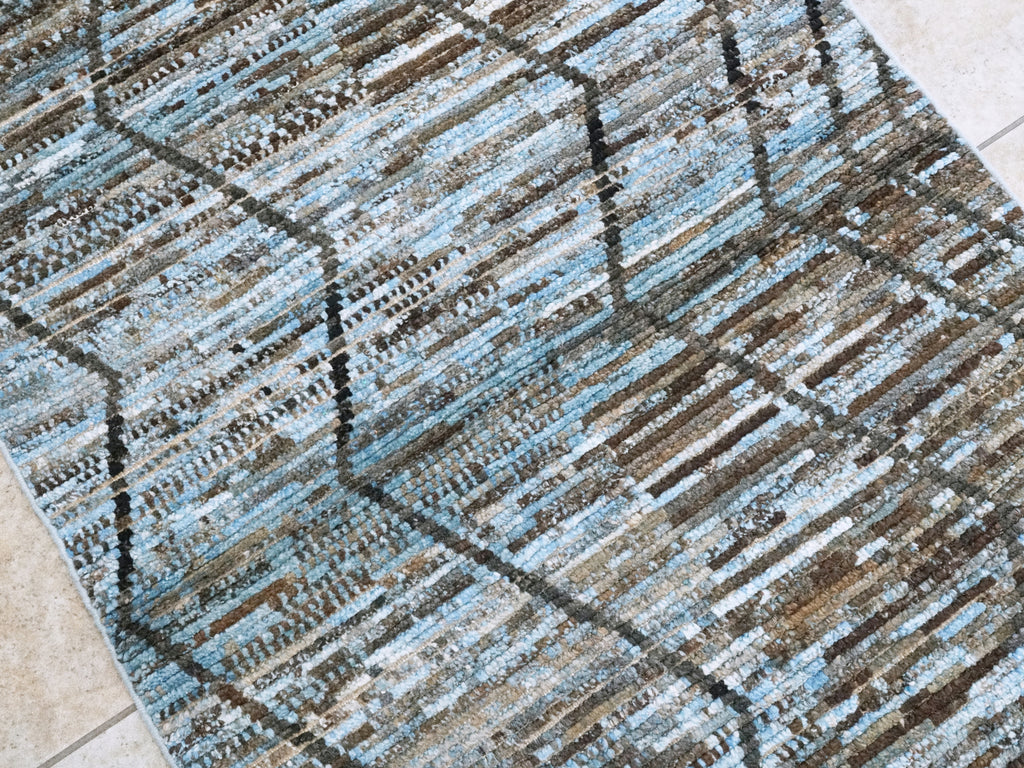 3x5 Ft Blue Moroccan Rug - Hand Knotted Area Rug