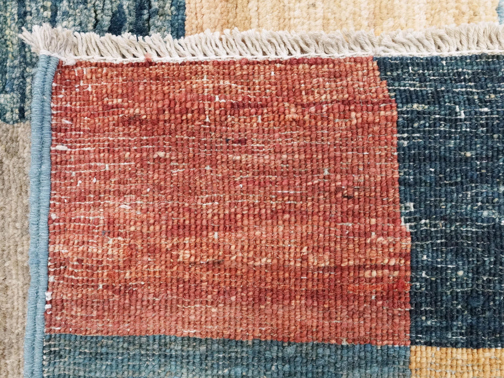 7x10 Multicolor Gabbeh Rug - Afghan Wool Area Rug - Geometric Design