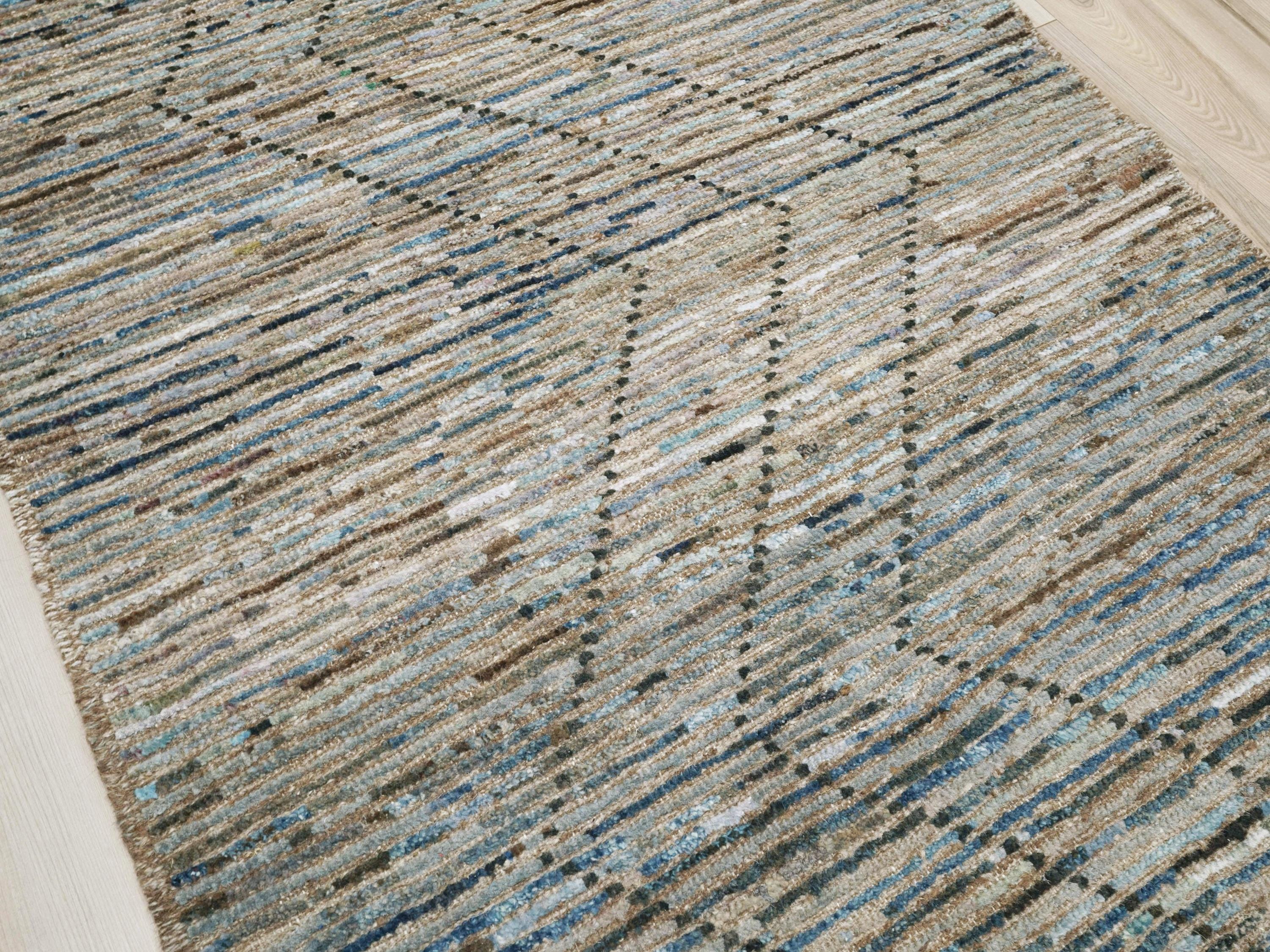 3x5 Ft Coral Blue Moroccan Rug - Afghan Wool Rug