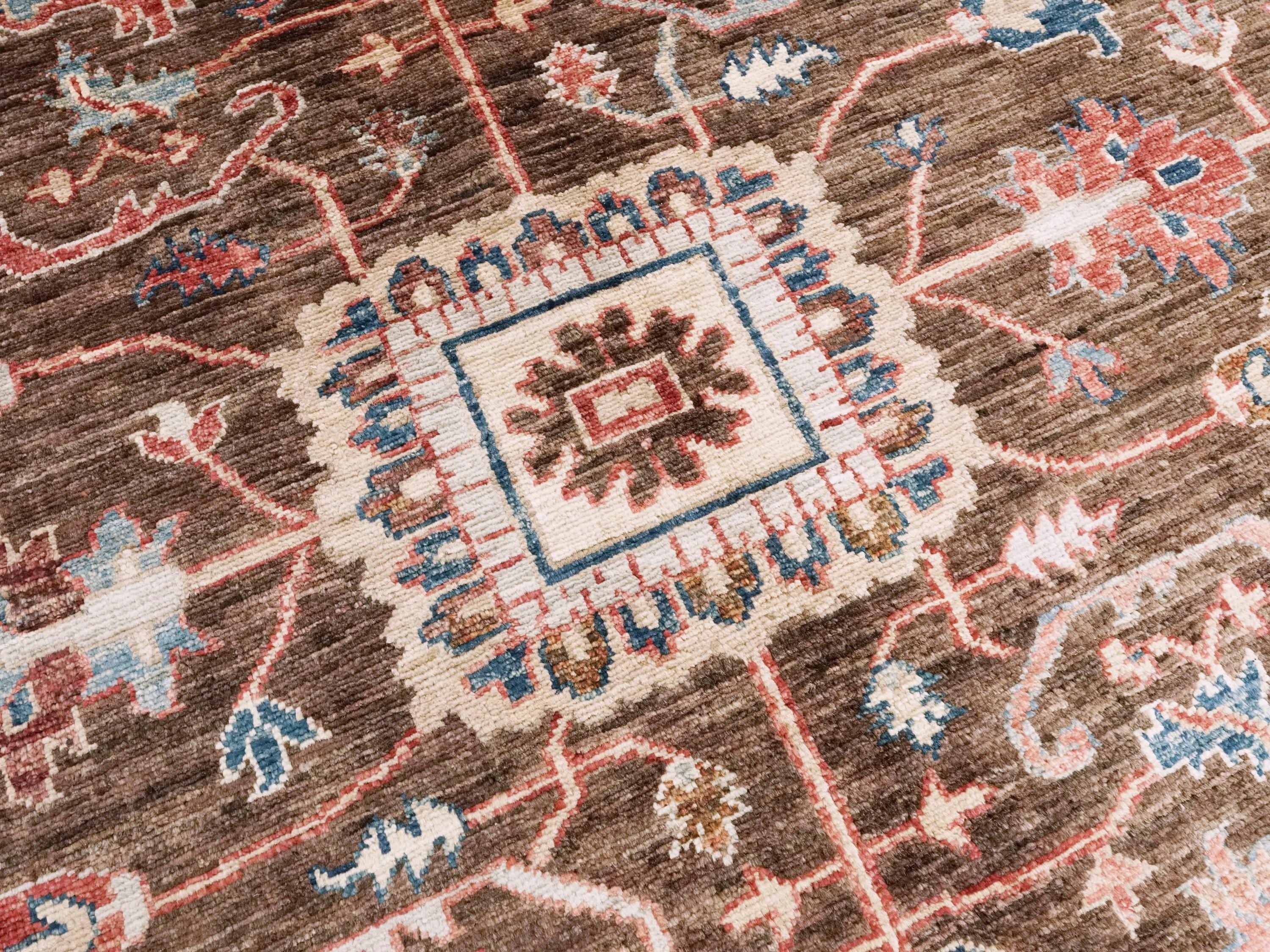 9x12 Ft Brown Serapi Rug - Afghan Oriental Area Rug - Persian Design