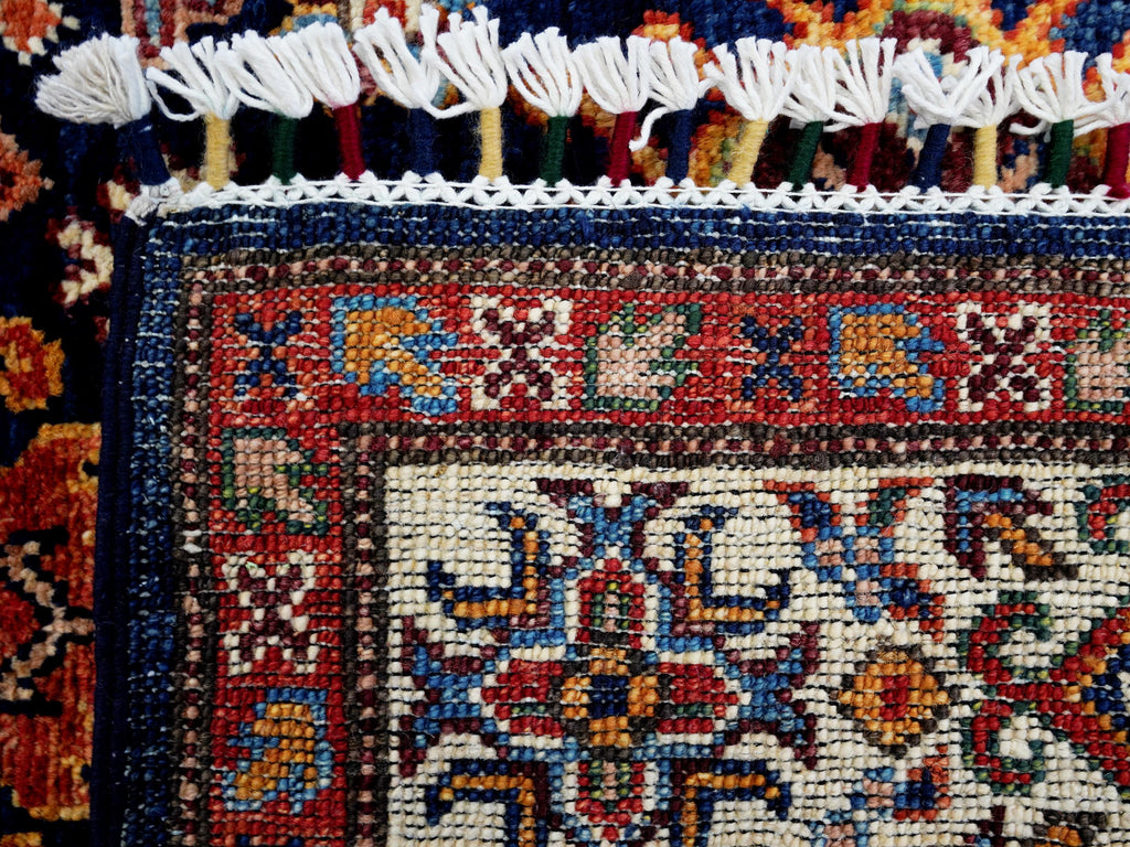 3x5 Ft Blue Kazak Rug - Handmade Afghan Rug