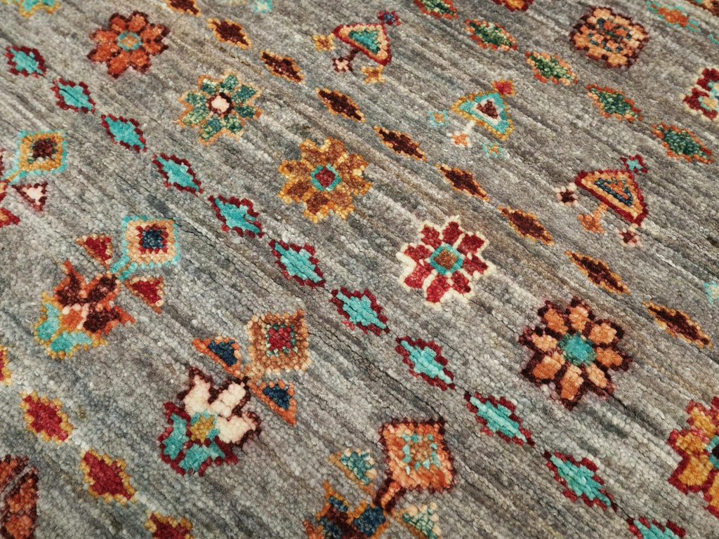 3x5 Ft Gray Khorjin Rug - Afghan Wool Rug - Oriental Design
