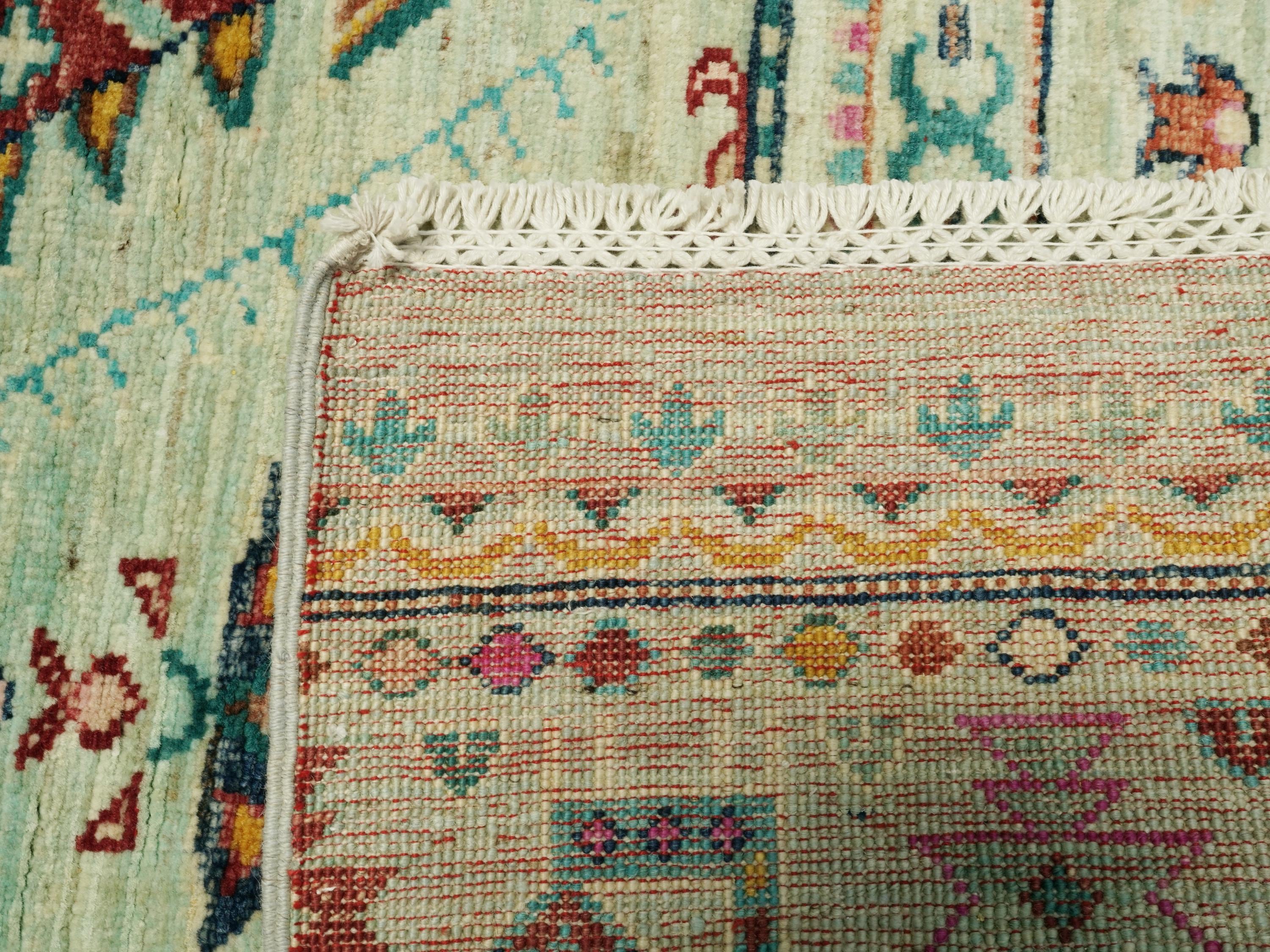 3x4 Ft Cyan Khorjin Rug - Afghan Handmade Wool Rug