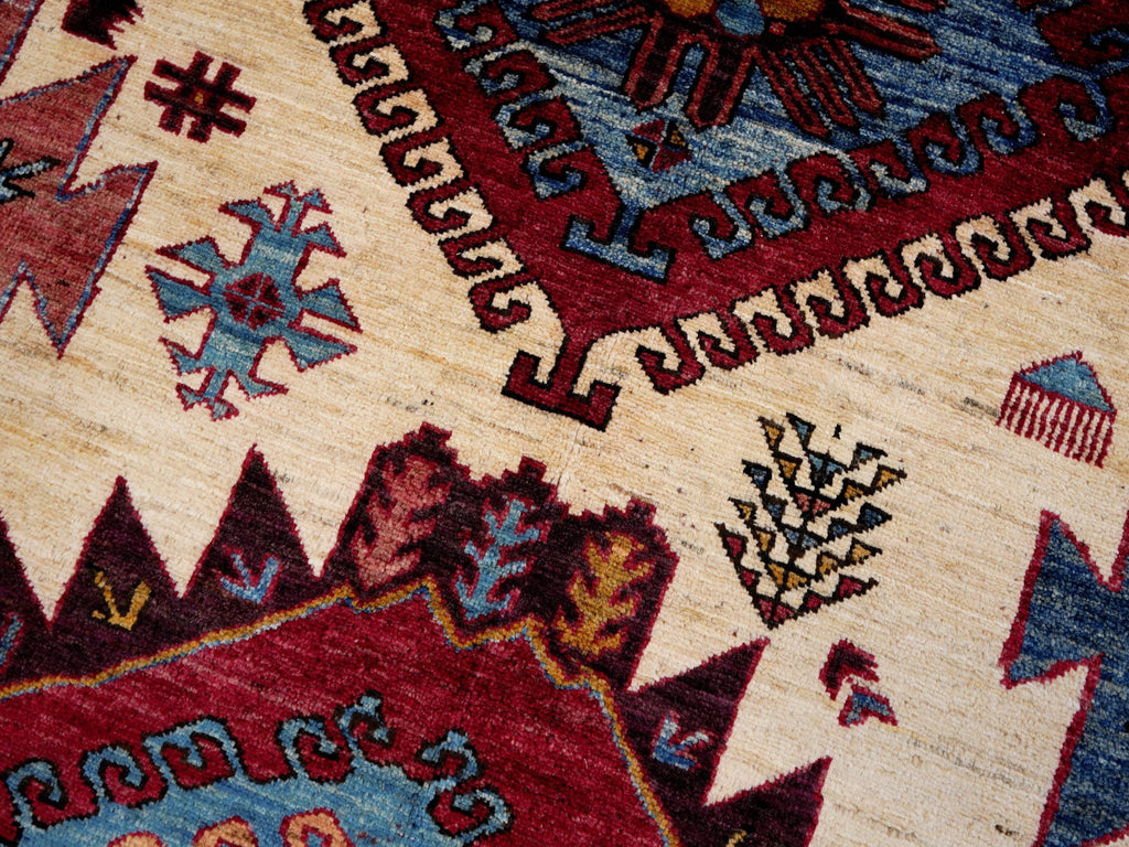 6x8 Ft Red & Blue Baluch Rug - Hand Knotted Oriental Rug - Tribal Design