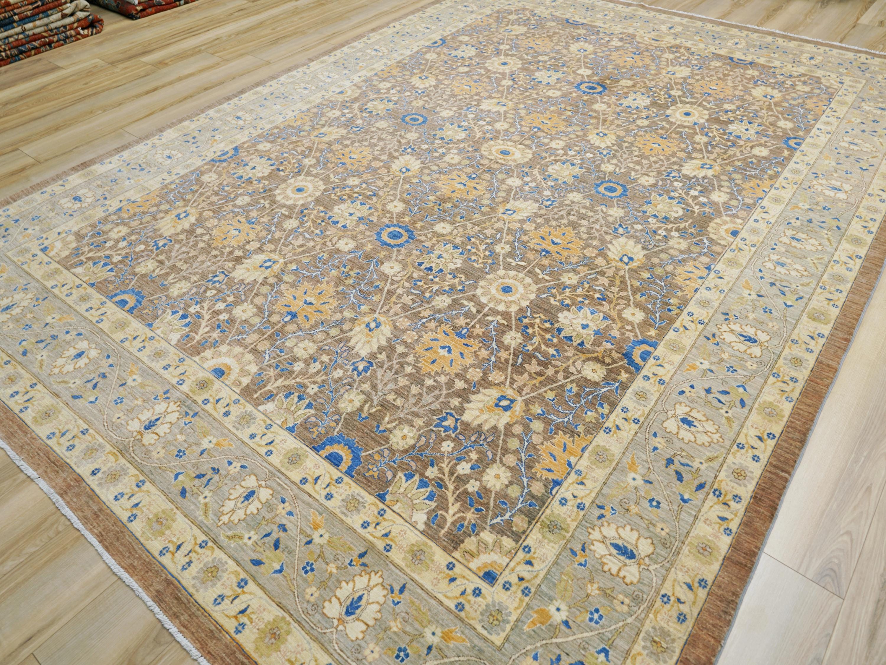 9x13 Ft Brown Bidjar Rug - Hand Knotted Oriental Area Rug - Persian Design