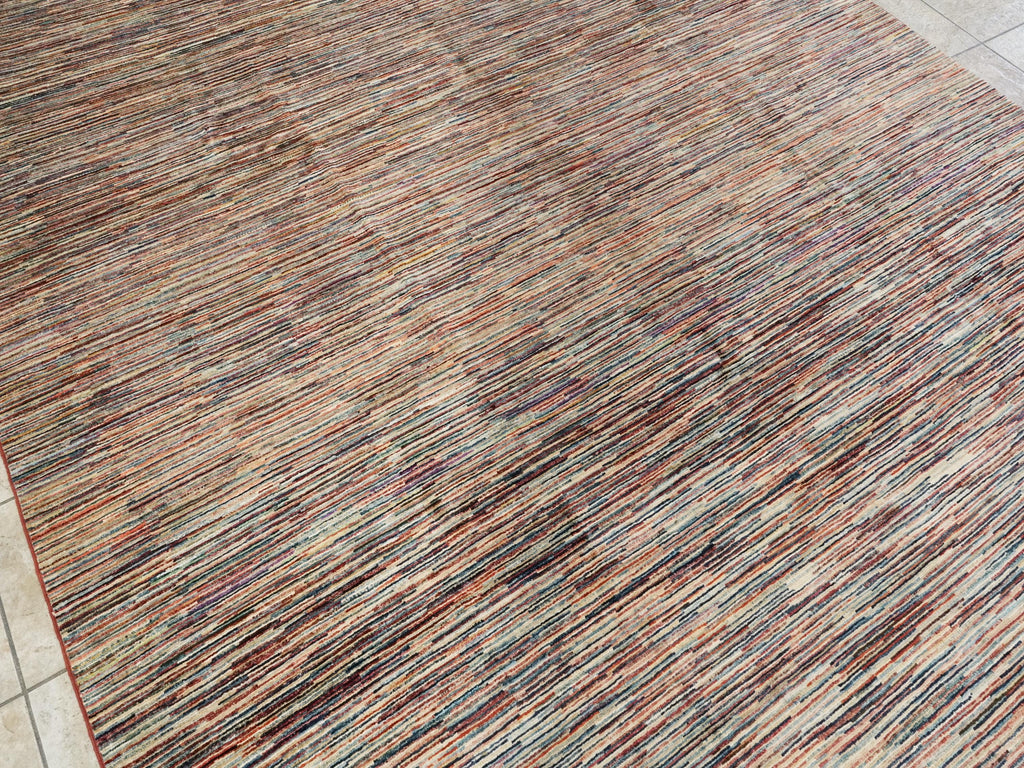 8x10 Ft Hand Knotted Gabbeh Rug - Striped Area Rug