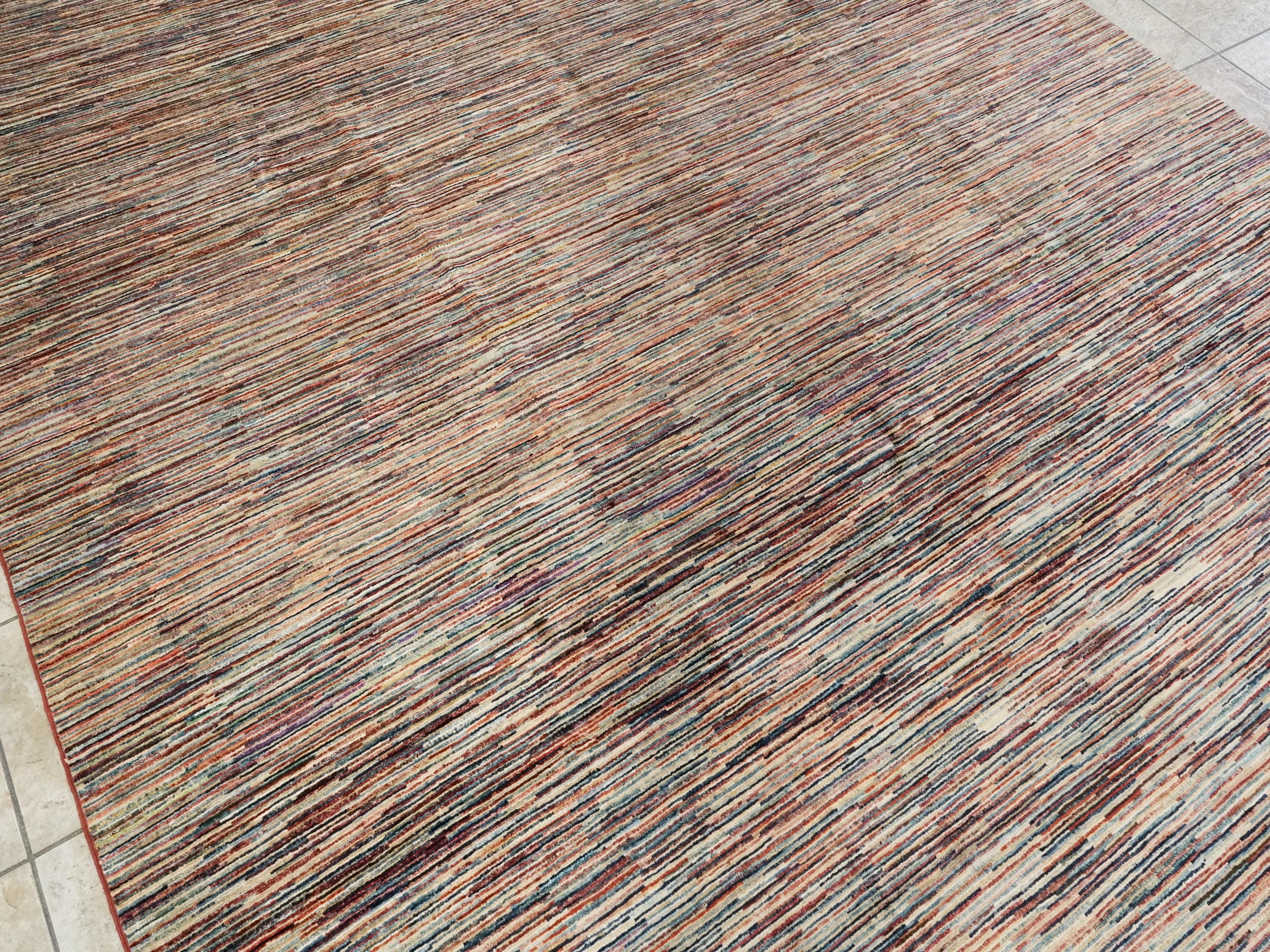 8x10 Ft Hand Knotted Gabbeh Rug - Striped Area Rug