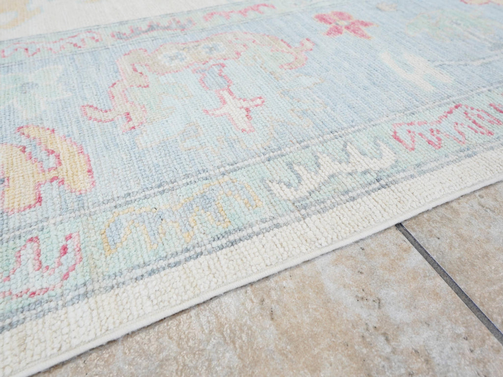 9x12 Ft White Pastel Oushak Rug - Handmade Area Rug - Floral Design