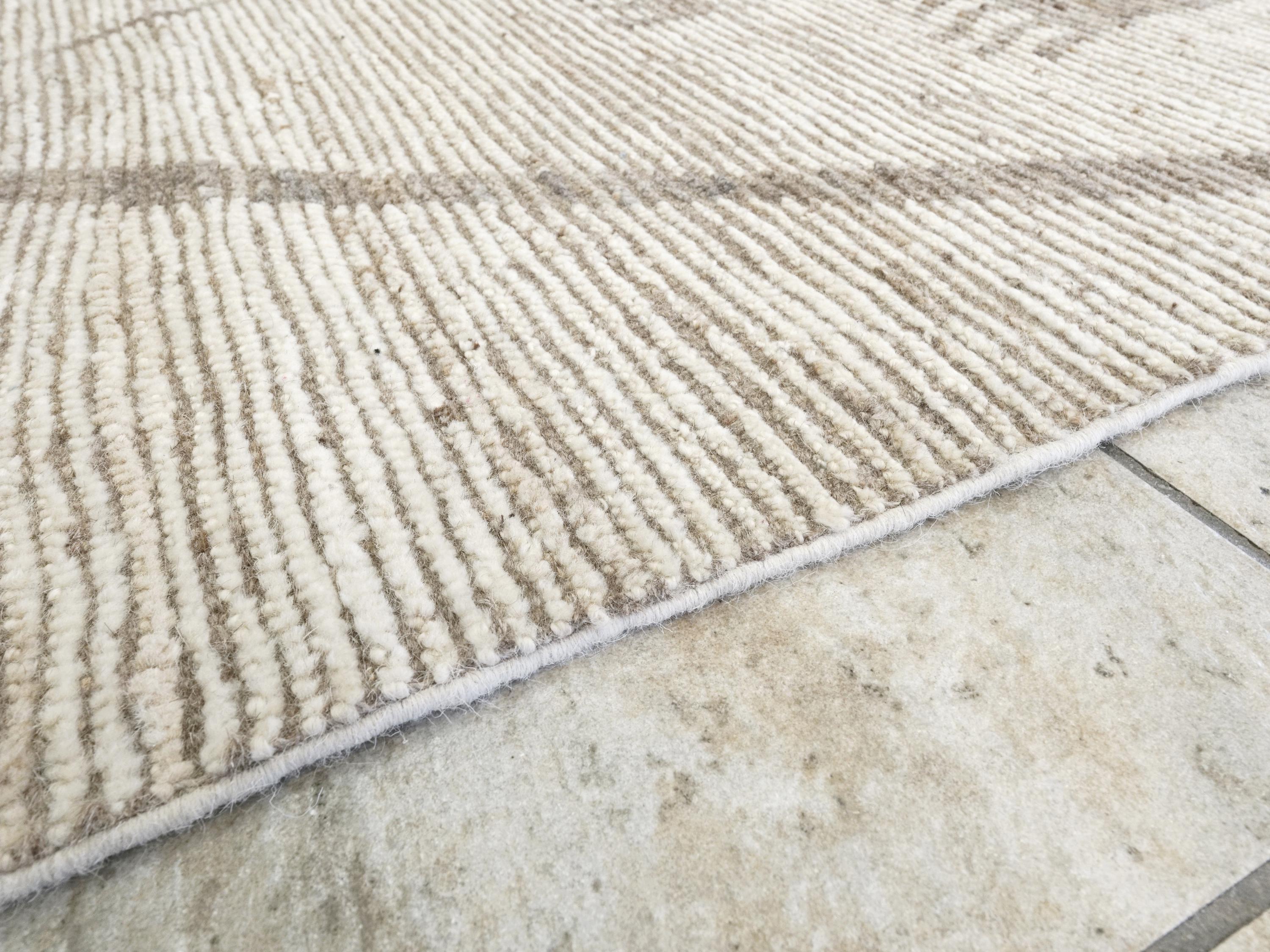 5x16 Ft Beige Moroccan Runner Rug - Hand-Knotted Afghan Wool