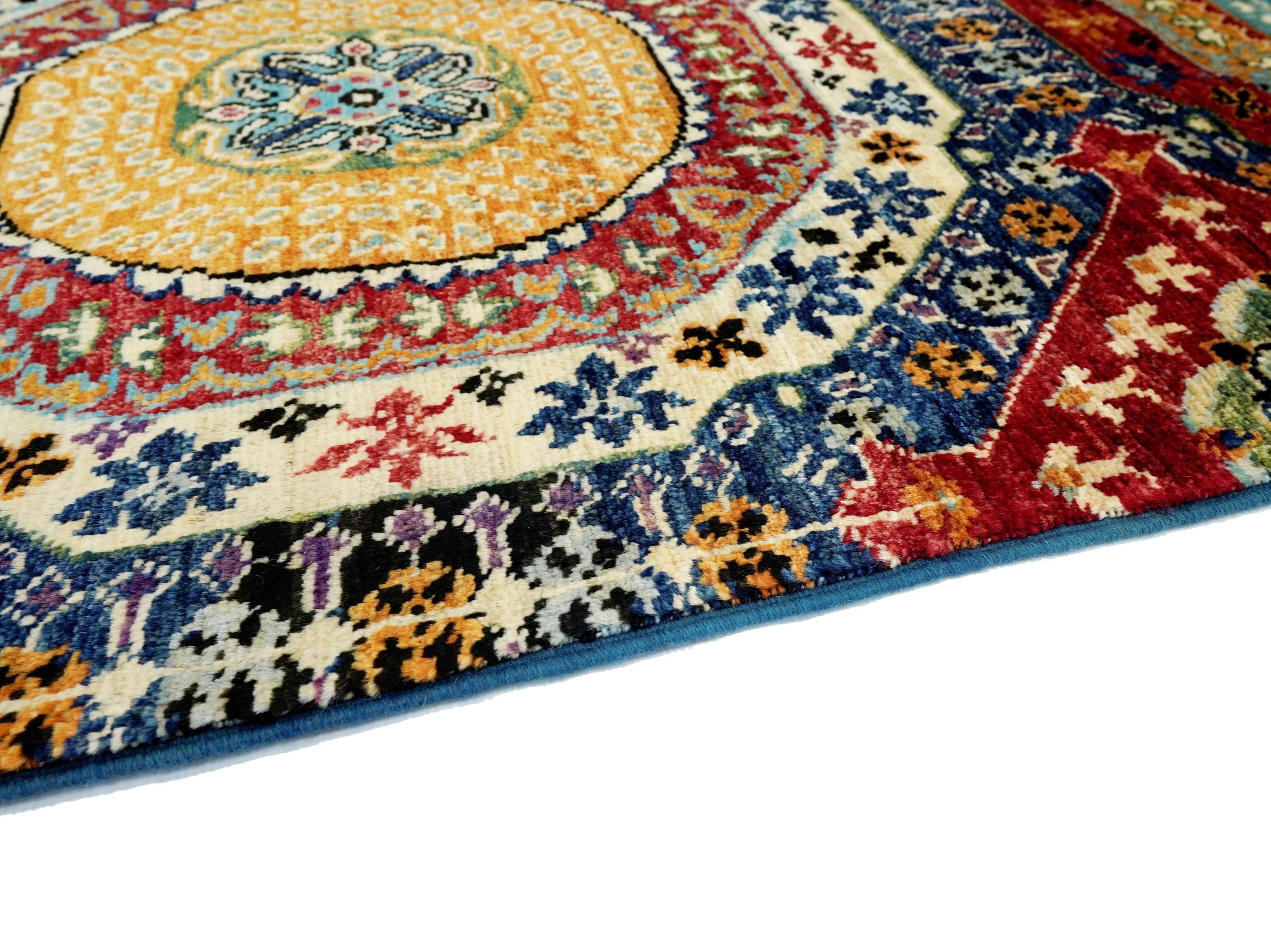 7x10 Ft Colorful Mamluk Rug - Hand Knotted Afghan Rug