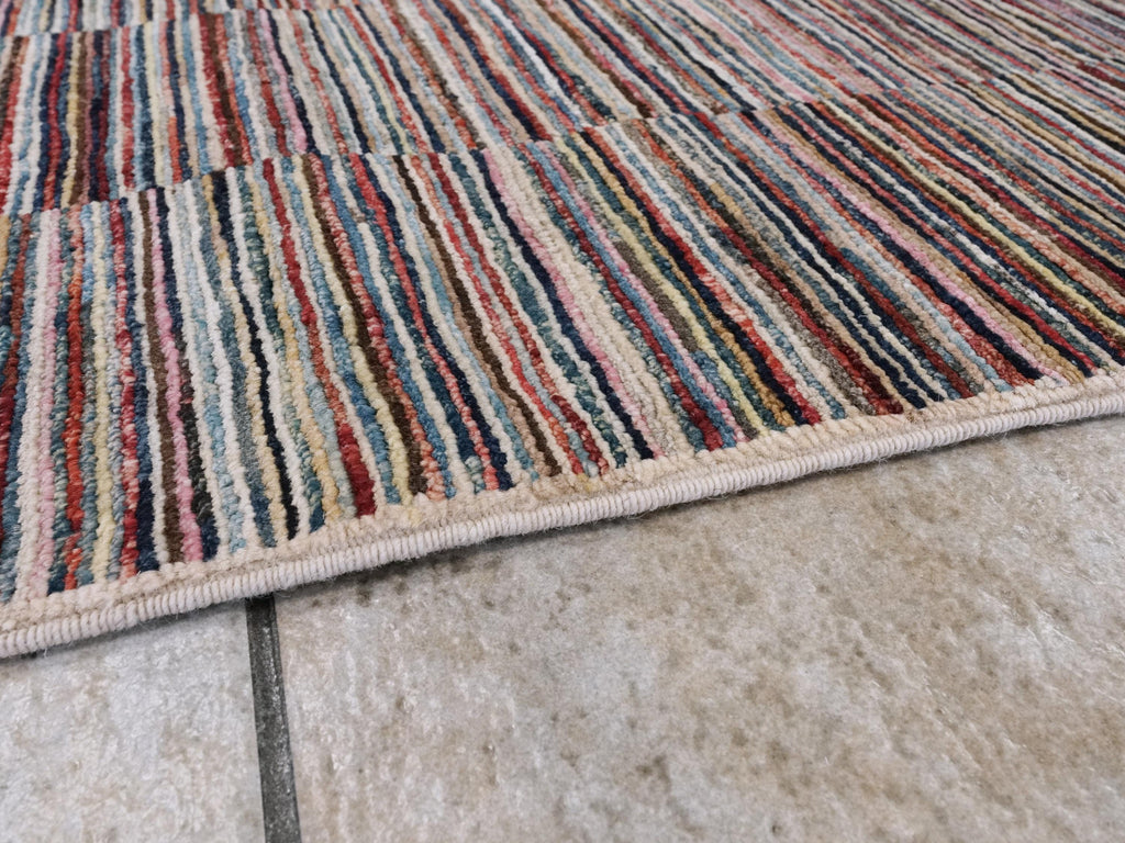 6x9 Ft Gabbeh Rug - Afghan Wool Area Rug - Striped Design