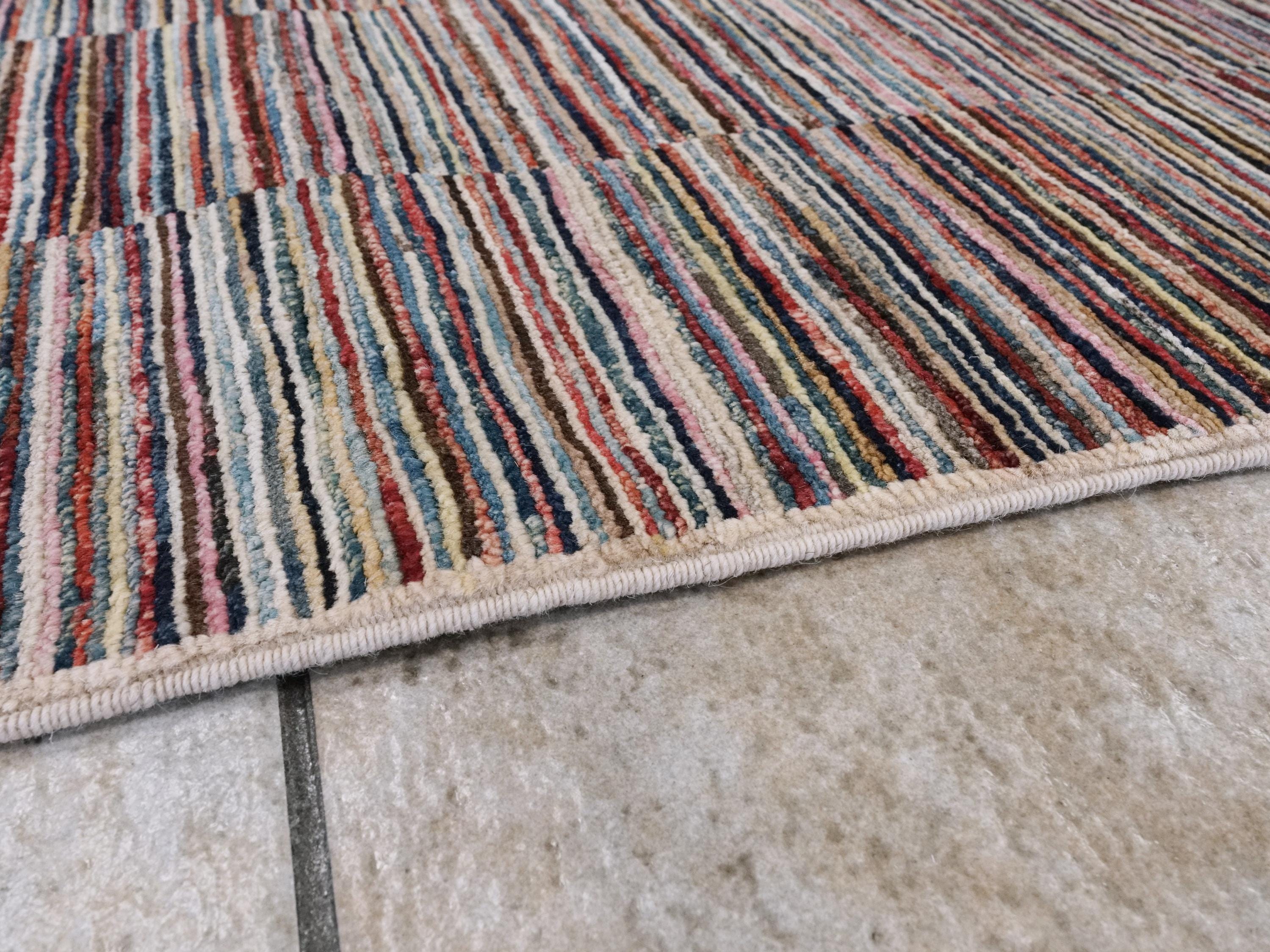 6x9 Ft Gabbeh Rug - Afghan Wool Area Rug - Striped Design
