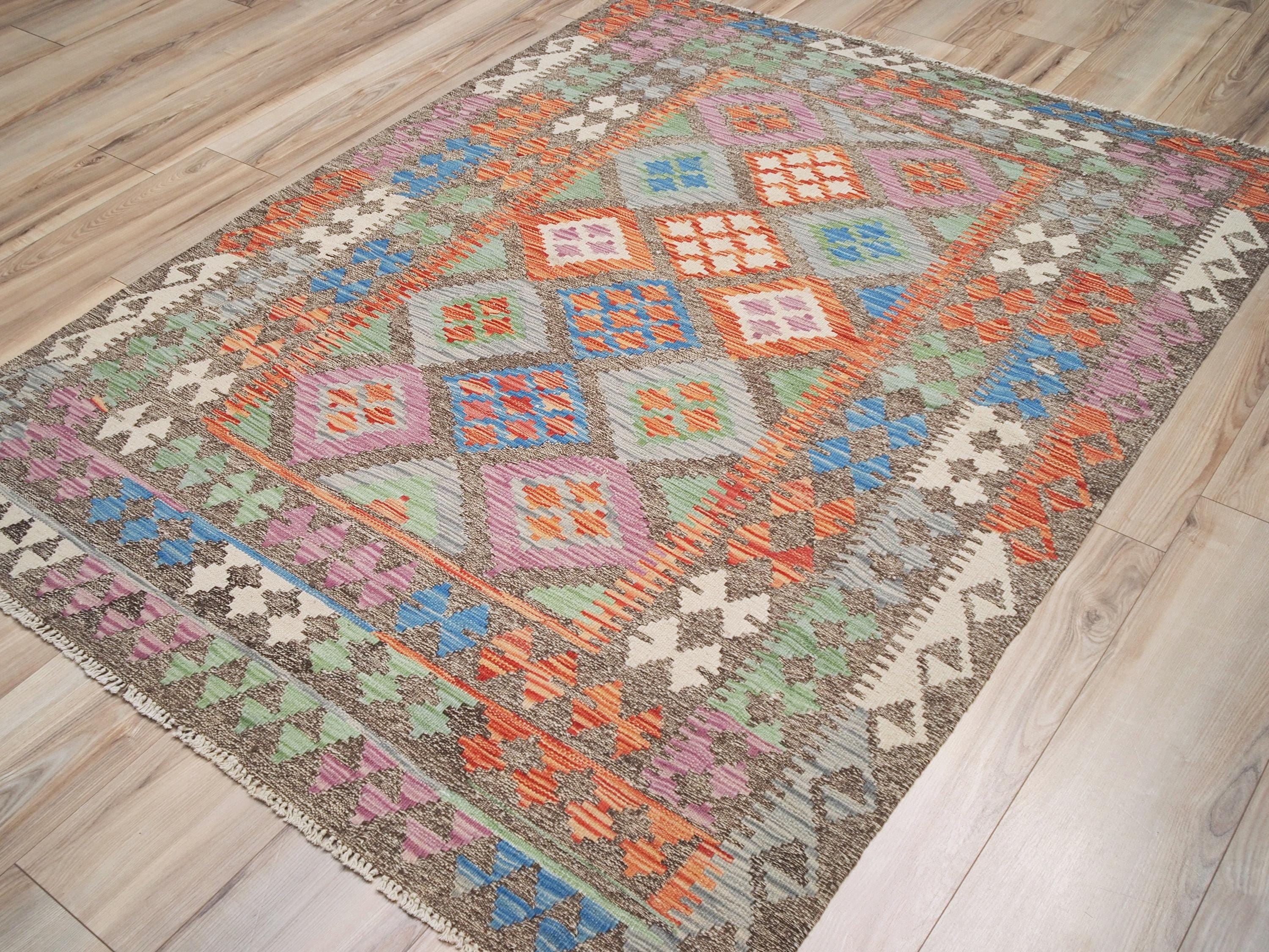 5x6 Ft Tribal Kilim Rug - Colorful Afghan Flat Weave