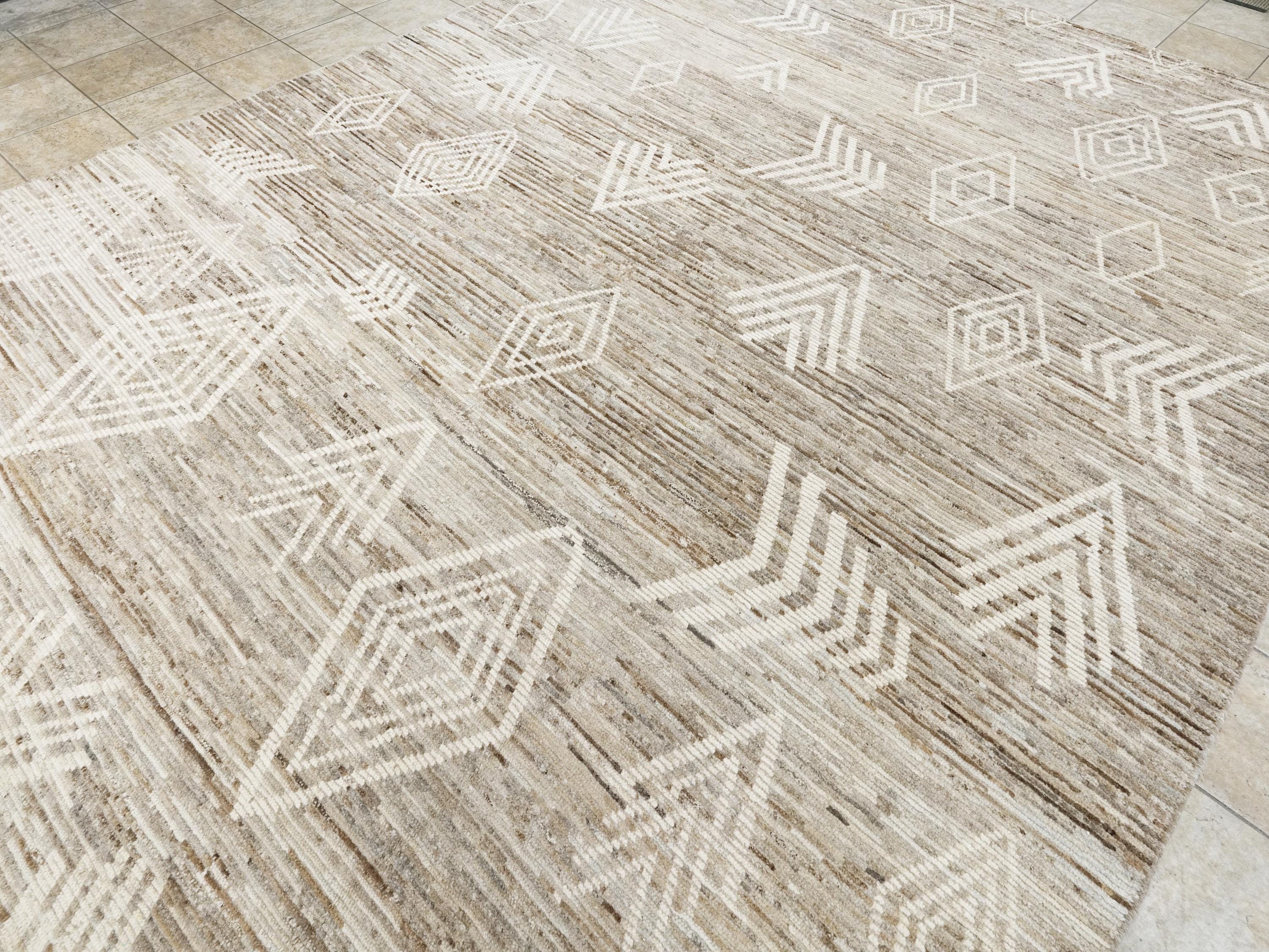 10x14 Ft Handmade Moroccan Rug - Light Brown Wool Rug